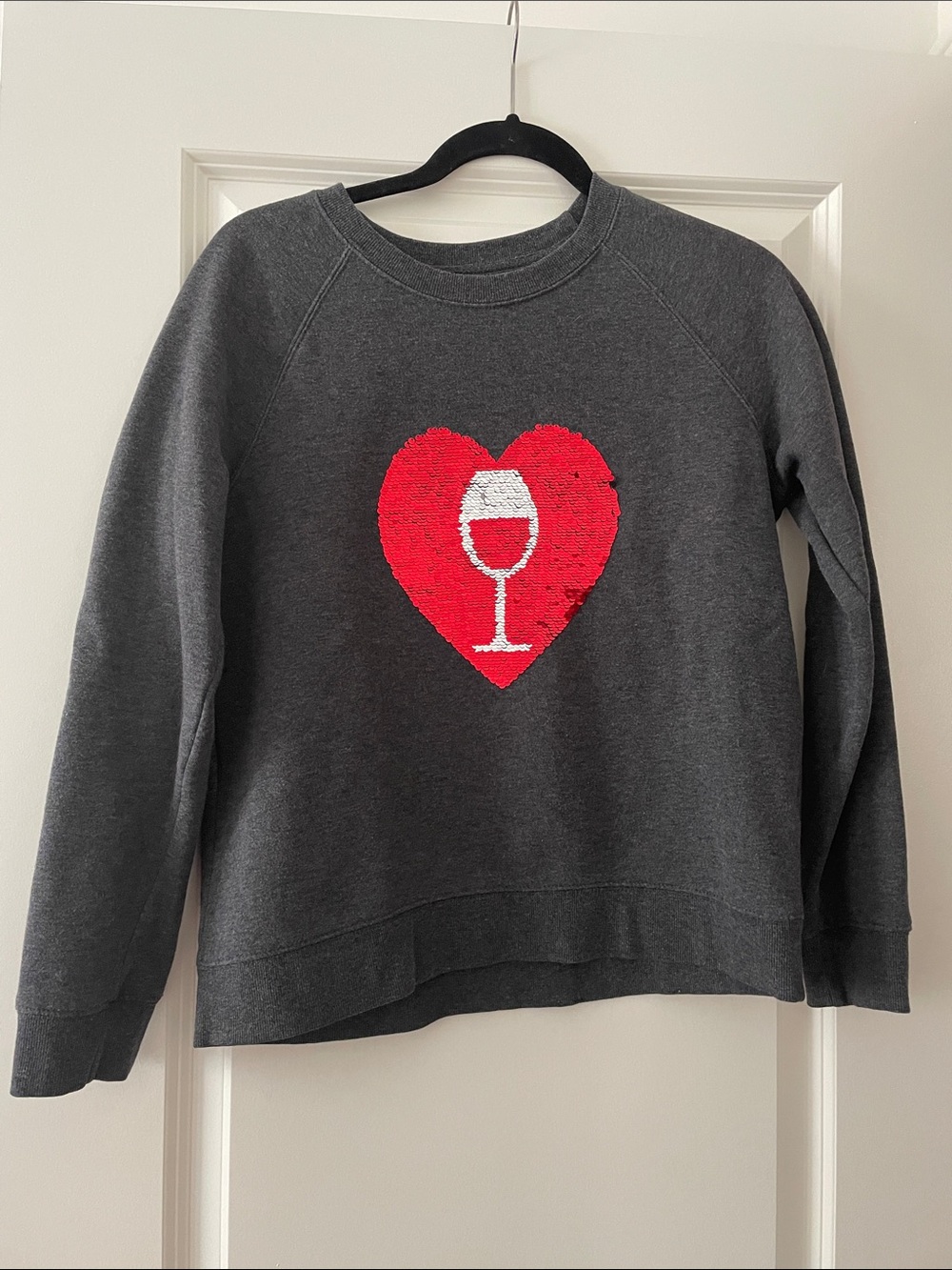 Sequin wine/coffee sweatshirt (embellishment is reversible)
